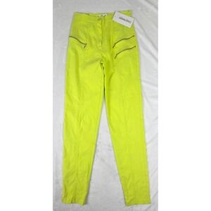Alison Sheri Pants Women XS Lime Green Zipper Detail Slim Fit Casual NWT